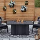 CALVIN 52 INCH WIDE 50,000 BTU FREE STANDING LIQUID PROPANE RECTANGULAR TABLE FIRE PIT WITH STORAGE COVER AND LID 