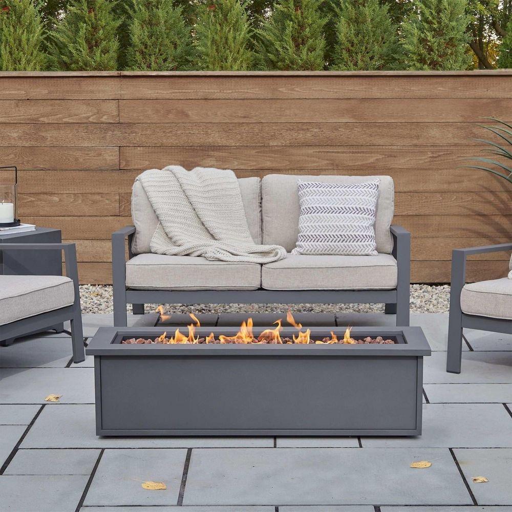 MILA 48" WIDE 50,000BTU PROPANE/NATURAL GAS RECTANGULAR TABLE FIRE PIT 