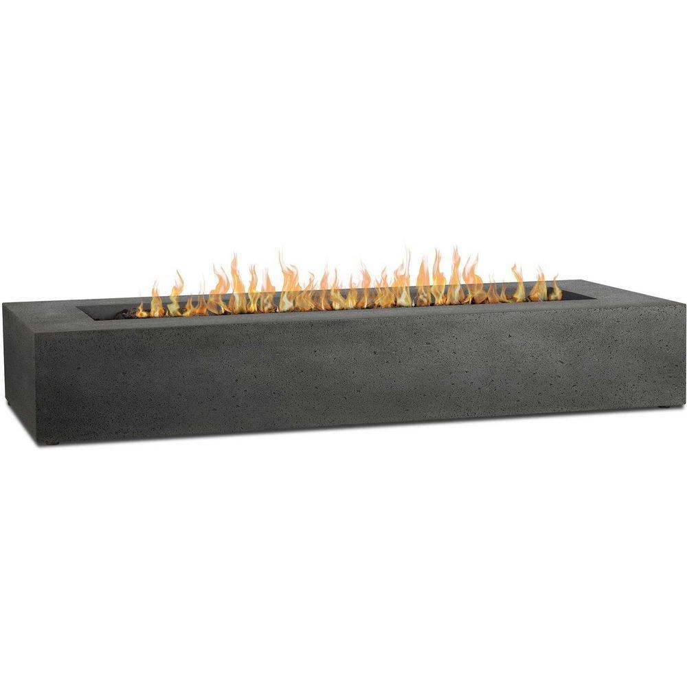 ALMANOR 72 INCH WIDE 120,000 BTU FREE STANDING LIQUID PROPANE RECTANGULAR TABLE FIRE PIT BY JENSEN CO. 