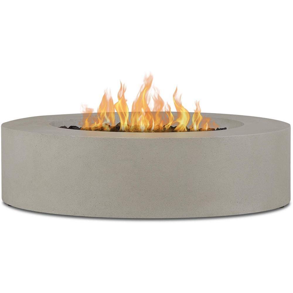 ALMANOR 43 INCH WIDE 100000 BTU FREE STANDING LIQUID PROPANE ROUND TABLE FIRE PIT BY JENSEN CO. 