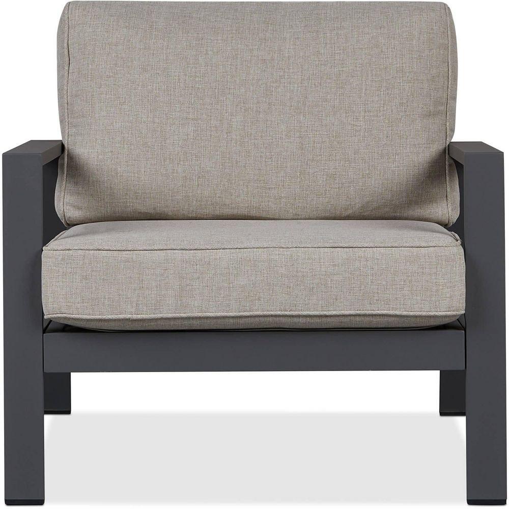 AEGEAN 30" WIDE ALUMINUM FRAMED OLEFIN OUTDOOR LOUNGE CHAIR WITH REMOVABLE TAN CUSHION COVERS 