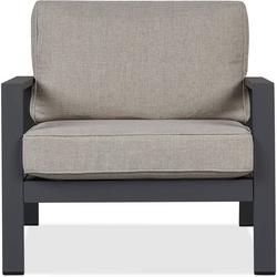 AEGEAN 30" WIDE ALUMINUM FRAMED OLEFIN OUTDOOR LOUNGE CHAIR WITH REMOVABLE TAN CUSHION COVERS