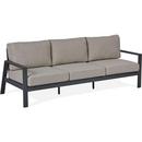 AEGEAN 80" WIDE ALUMINUM FRAMED OLEFIN OUTDOOR SOFA WITH REMOVABLE TAN CUSHION COVERS 