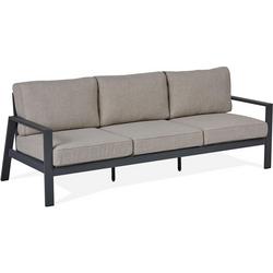 AEGEAN 80" WIDE ALUMINUM FRAMED OLEFIN OUTDOOR SOFA WITH REMOVABLE TAN CUSHION COVERS