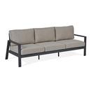 AEGEAN 80" WIDE ALUMINUM FRAMED OLEFIN OUTDOOR SOFA WITH REMOVABLE TAN CUSHION COVERS 
