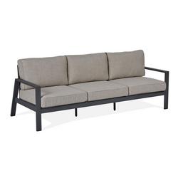 AEGEAN 80" WIDE ALUMINUM FRAMED OLEFIN OUTDOOR SOFA WITH REMOVABLE TAN CUSHION COVERS