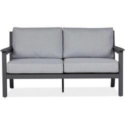 ORTUN 55" WIDE ALUMINUM FRAMED OLEFIN OUTDOOR LOVESEAT WITH LIGHT GRAY CUSHION COVERS