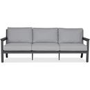 ORTUN 80" WIDE ALUMINUM FRAMED OLEFIN OUTDOOR LOVESEAT WITH LIGHT GRAY CUSHION COVERS 