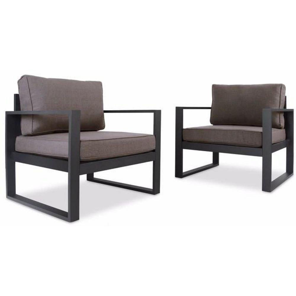 BALTIC OUTDOOR LIVING 2 PIECE ALUMINUM FRAME OUTDOOR CHAIR SET WITH ACRYLIC-COVERED FOAM CUSHIONS 