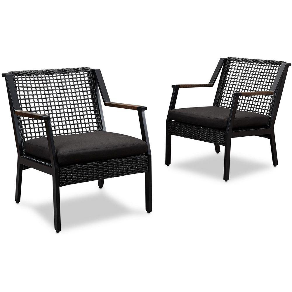 CALVIN 25.25 INCH WIDE TWO PIECE ALUMINUM FRAMED FABRIC OUTDOOR CHAIR SET 