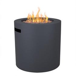 AEGEAN 24 INCH WIDE 40,000 BTU FREE STANDING LIQUID PROPANE ROUND COLUMN FIRE PIT WITH SAFETY SHUT OFF AND LID
