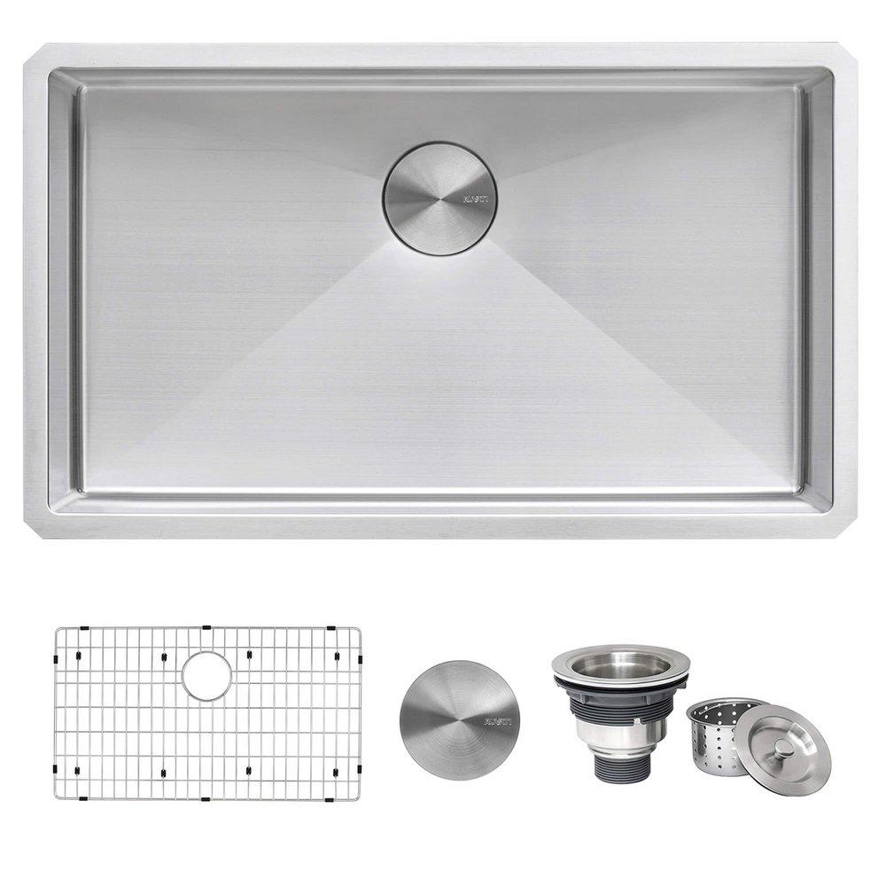 GRAVENA 33" UNDERMOUNT SINGLE BASIN STAINLESS STEEL KITCHEN SINK 