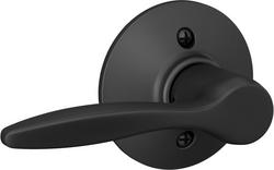 Left Handed One-Sided Dummy Door Lever with Decorative Plymouth Trim in Matte Black
