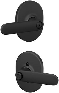 Privacy Door Lever Set with Decorative Remsen Trim in Matte Black