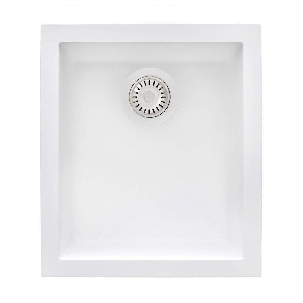 15 X 17 INCH GRANITE COMPOSITE UNDERMOUNT SINGLE BOWL WET BAR PREP SINK - ARCTIC WHITE - RVG2016WH 