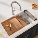 33-INCH WORKSTATION TWO-TIERED DOUBLE LEDGE KITCHEN SINK UNDERMOUNT 16 GAUGE STAINLESS STEEL - RVH6222ST 