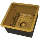 15-INCH POLISHED BRASS MATTE GOLD STAINLESS STEEL UNDERMOUNT BAR PREP 16 GAUGE KITCHEN SINK - RVH7015GG 
