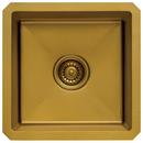 15-INCH POLISHED BRASS MATTE GOLD STAINLESS STEEL UNDERMOUNT BAR PREP 16 GAUGE KITCHEN SINK - RVH7015GG 