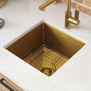 15-INCH POLISHED BRASS MATTE GOLD STAINLESS STEEL UNDERMOUNT BAR PREP 16 GAUGE KITCHEN SINK - RVH7015GG 