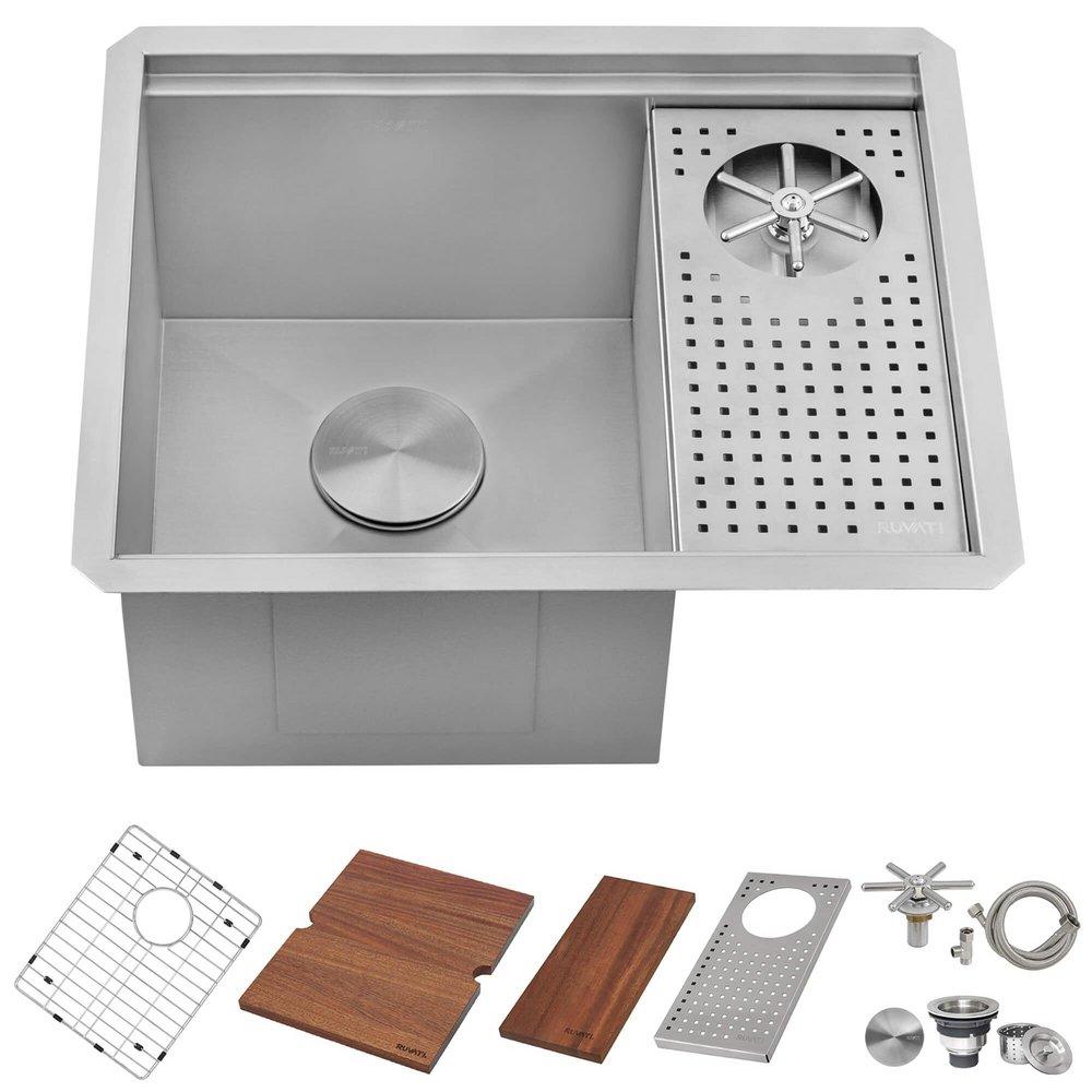 GLASS RINSER AND SINK COMBO 22 INCH WORKSTATION FOR WET BAR BOTTLE WASHER UNDERMOUNT - RVH8542ST 