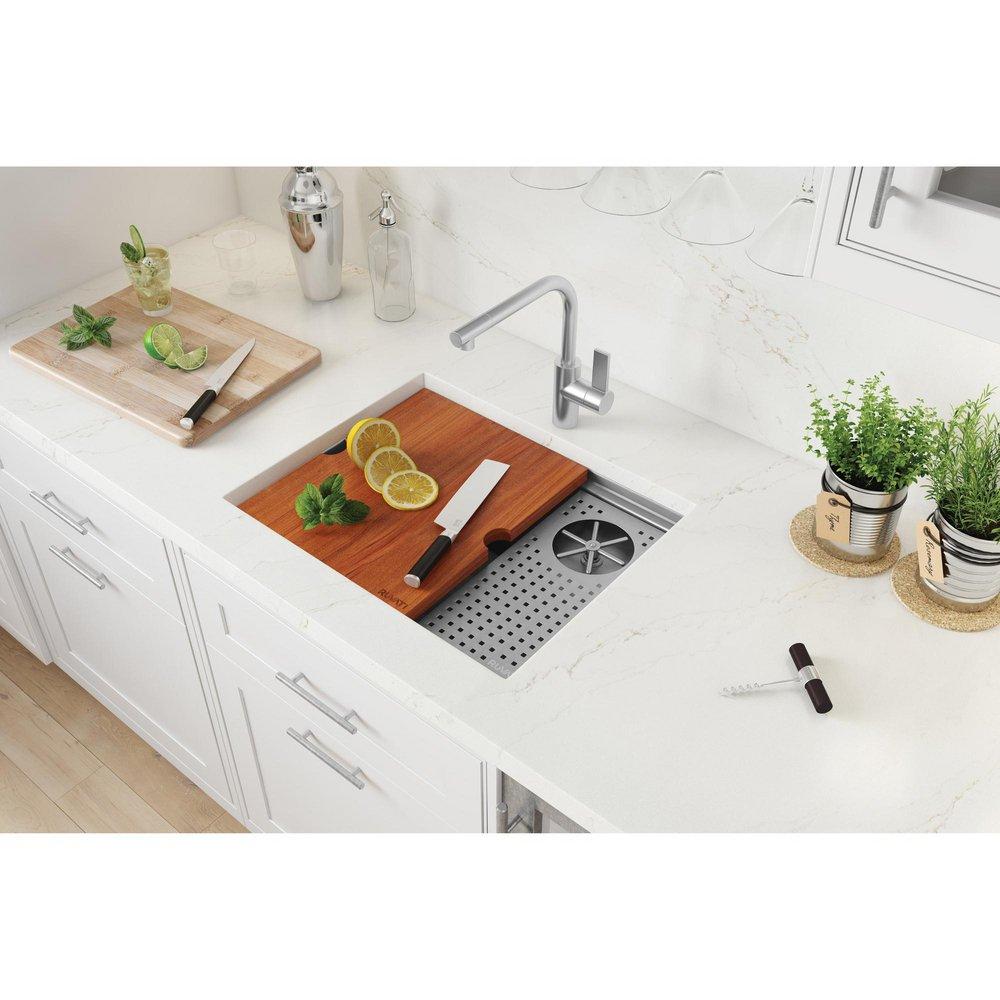GLASS RINSER AND SINK COMBO 22 INCH WORKSTATION FOR WET BAR BOTTLE WASHER UNDERMOUNT - RVH8542ST 