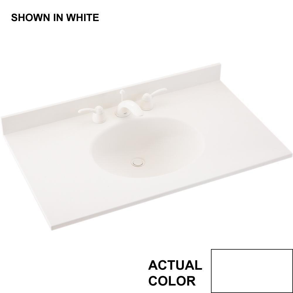 Swan Corporation White 25 in x 22 in Single Bowl Swanstone Solid Surface Vanity Top 