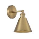 1-Light 10in. Tall Wall Sconce in Natural Brass