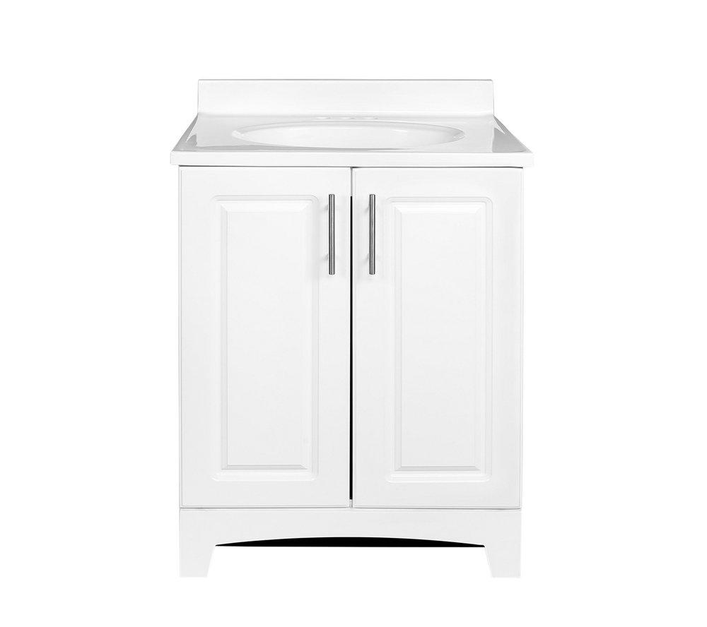 30 in. Raised Panel Floor Mount Vanity with Top in White 