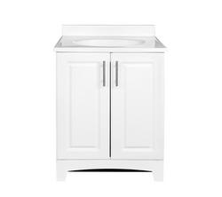 30 in. Raised Panel Floor Mount Vanity with Top in White