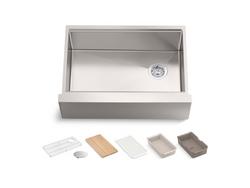 30 in. Undermount Farmhouse Stainless Single Bowl Workstation Kitchen Sink