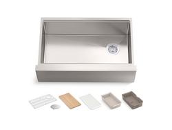 33 in. Undermount Farmhouse Stainless Steel Single Bowl Workstation Kitchen Sink