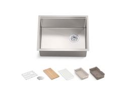 23 in. Undermount Stainless Steel Single Bowl Workstation Kitchen Sink