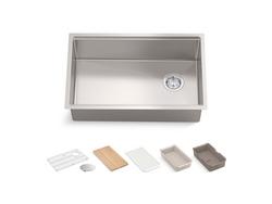 29 in. Undermount Stainless Steel Single Bowl Workstation Kitchen Sink