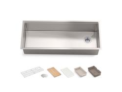 44 in. Undermount Stainless Steel Single Bowl Workstation Kitchen Sink