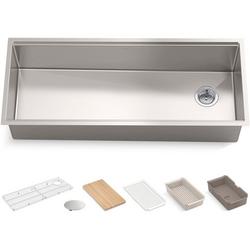 44 in. Undermount Stainless Steel Single Bowl Workstation Kitchen Sink