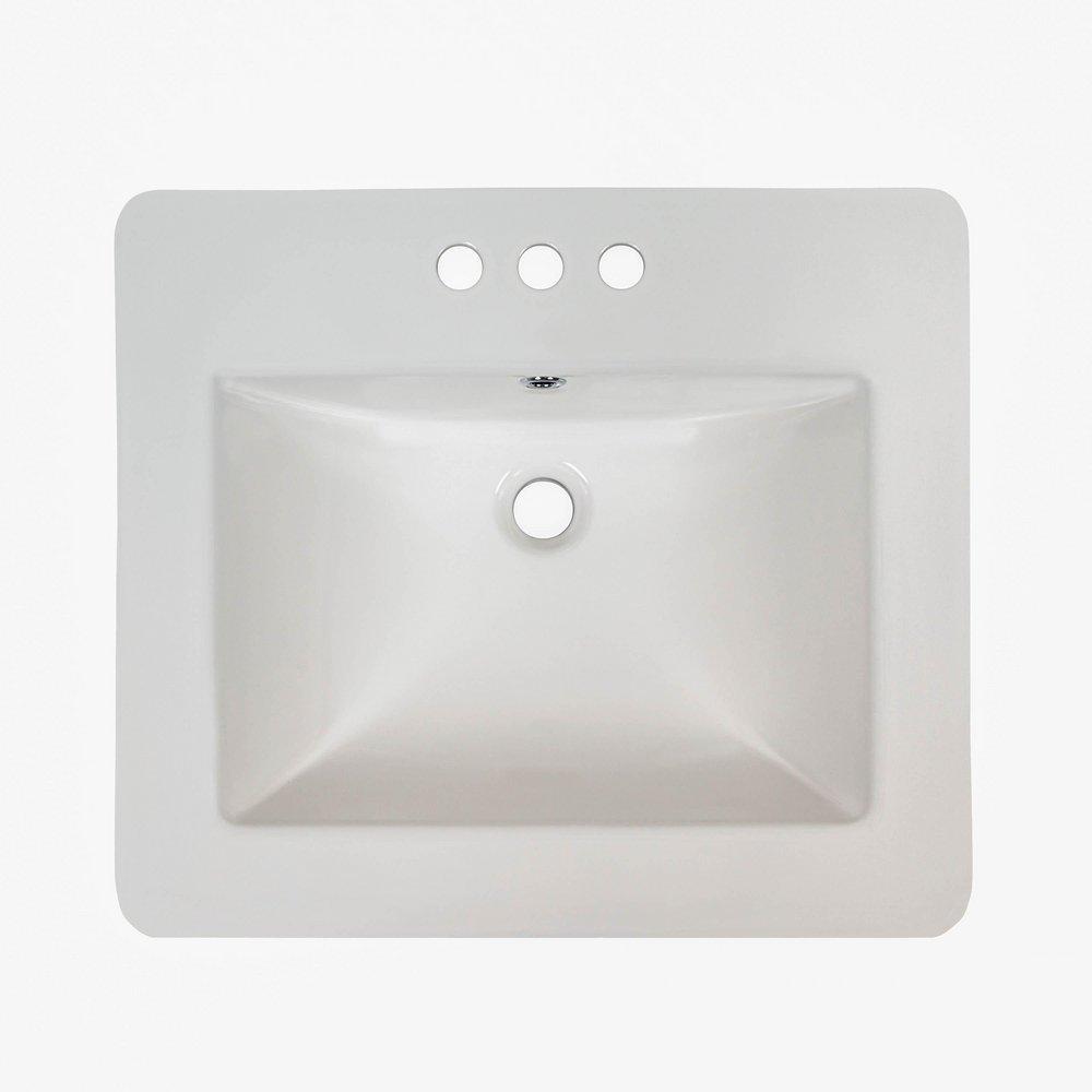 WHITE 21 INCH X 18 INCH RECTANGLE PORC OVERMOUNT VANITY SINK 