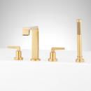 Two Handle Roman Tub Faucet and Hand Shower in Brushed Gold (Trim Only)