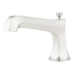 Deck Mounted Roman Tub Filler with Built-In Diverter and Hand Shower in Brushed Nickel - Less Handles and Rough-In Valve
