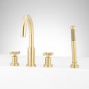 Two Handle Roman Tub Faucet with Hand Shower in Brushed Gold (Trim Only)