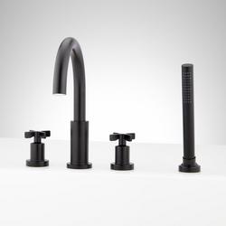 Two Handle Roman Tub Faucet with Hand Shower in Matte Black (Trim Only)