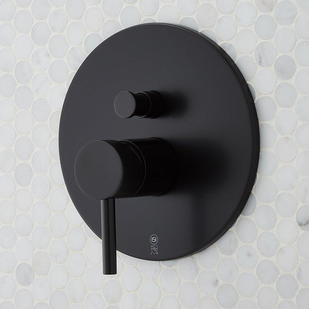 Signature Hardware Matte Black Single Handle Shower System with Rainfall Showerhead and Hand Shower 