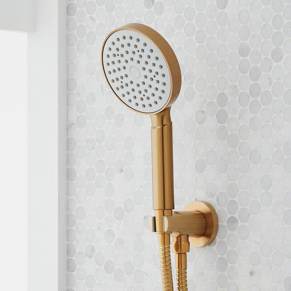 LATTIMORE SHOWER SYSTEM WITH RAINFALL SHOWER HEAD & HAND SHOWER - BRUSHED GOLD 