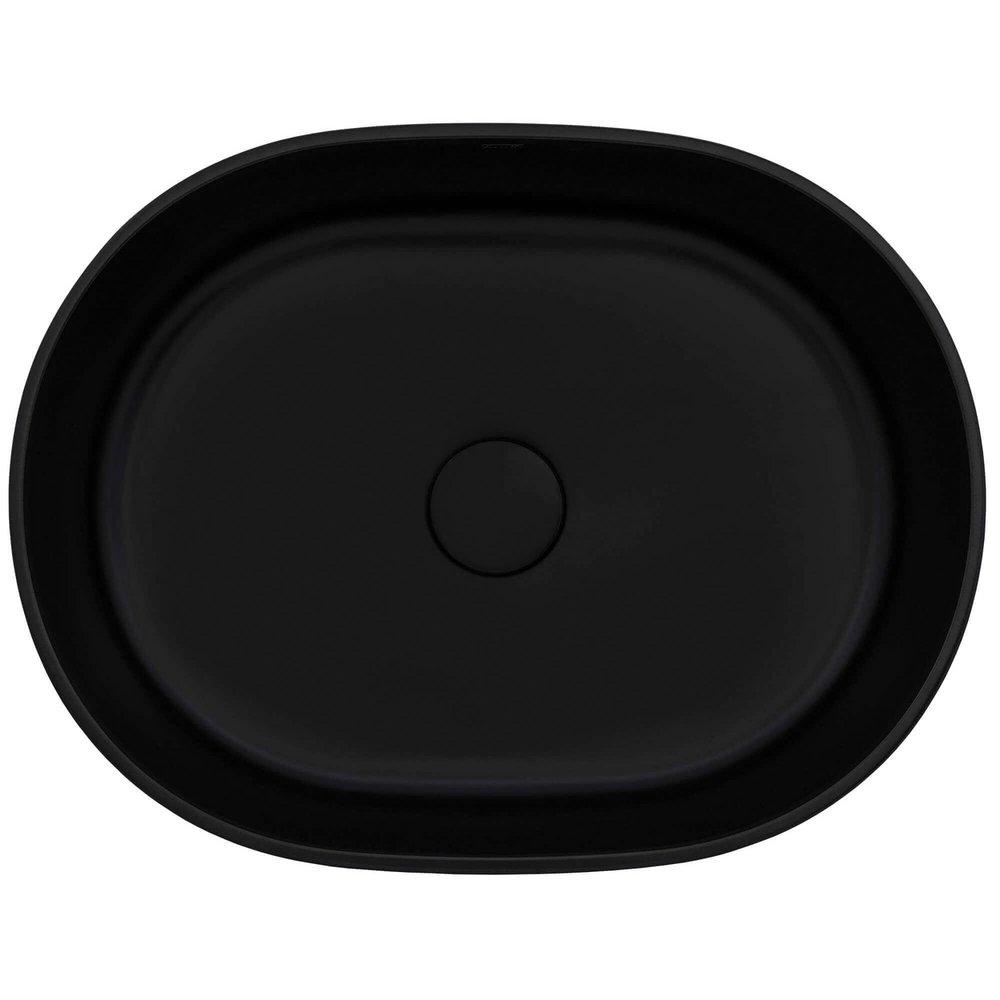 19-INCH MATTE BLACK EPISTONE SOLID SURFACE MODERN BATHROOM VESSEL SINK - RVB2119BK 