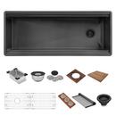 45-INCH GUNMETAL BLACK STAINLESS STEEL WORKSTATION TWO-TIERED LEDGE UNDERMOUNT KITCHEN SINK - RVH6333BL 