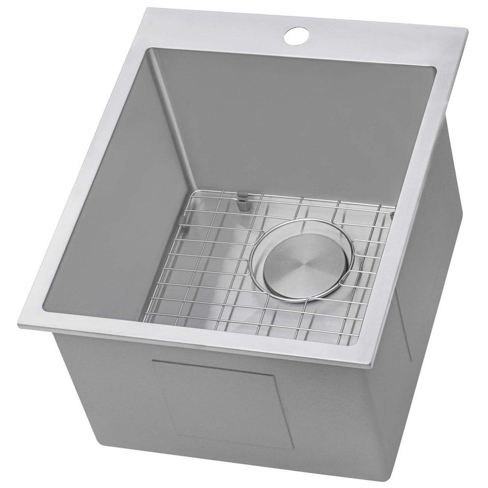 TOPMOUNT LAUNDRY UTILITY SINK 18 X 22 X 12 INCH ROUNDED CORNERS DEEP 16 GAUGE STAINLESS STEEL - RVU6018 