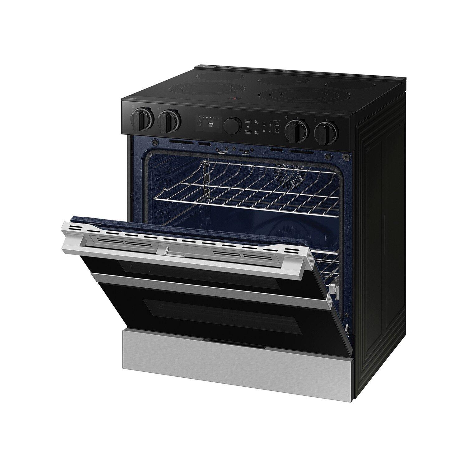 30" W Slide In 5 Burner Radiant Cooktop Range with Flex Duo Oven with Air Fry and Sous Vide in Stainless Steel 