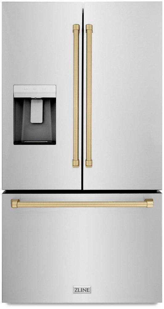 AUTOGRAPH EDITION 36 INCH WIDE 28.9 CU. FT. ENERGY STAR CERTIFIED FRENCH DOOR REFRIGERATOR IN STAINLESS STEEL WITH CHAMPAGNE BRONZE HANDLES 