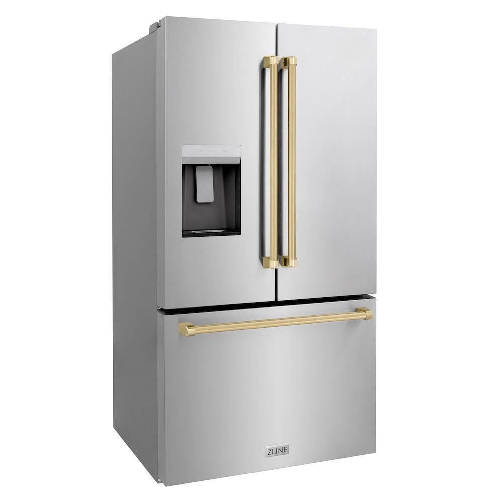 AUTOGRAPH EDITION 36 INCH WIDE 28.9 CU. FT. ENERGY STAR CERTIFIED FRENCH DOOR REFRIGERATOR IN STAINLESS STEEL WITH CHAMPAGNE BRONZE HANDLES 