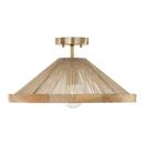 19in. Wide Semi-Flush Ceiling Fixture / Converts to Pendant in Matte Brass