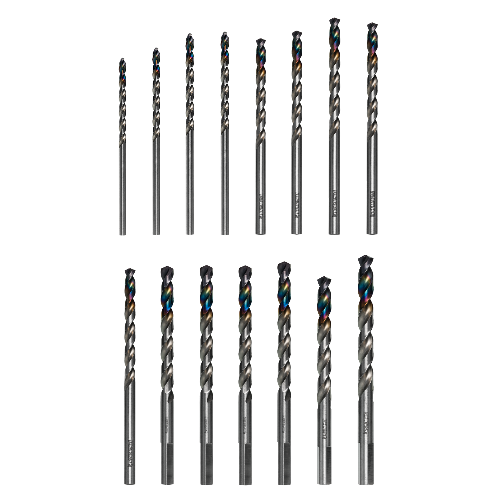 15 pc Metal Demon&trade; Drill Bits Set for Mild, Hardened and Stainless Steels 